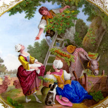 Load image into Gallery viewer, Antique French Sevres Porcelain Plate Gilt &amp; Blue Lapis Border, Hand Painted Pastoral Scene
