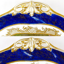 Load image into Gallery viewer, Antique French Sevres Porcelain Plate Gilt &amp; Blue Lapis Border, Hand Painted Pastoral Scene
