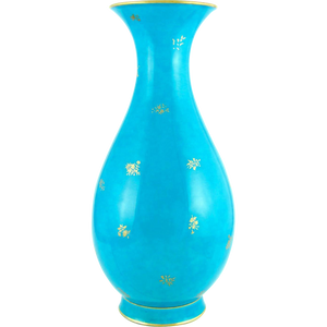 13" Antique Sevres French Porcelain Turquoise Blue Vase