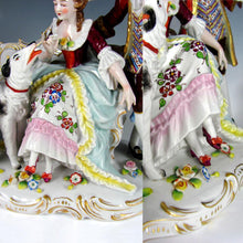 Load image into Gallery viewer, Antique Sitzendorf German Porcelain Group Figurine with Borzoi Dogs

