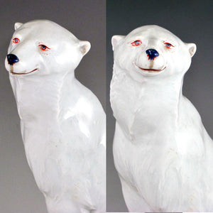Art Deco French Gabriel Fourmaintraux Desvres Faience Polar Bear Inkwell