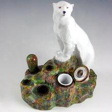 Load image into Gallery viewer, Art Deco French Gabriel Fourmaintraux Desvres Faience Polar Bear Inkwell
