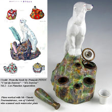 Load image into Gallery viewer, Art Deco French Gabriel Fourmaintraux Desvres Faience Polar Bear Inkwell
