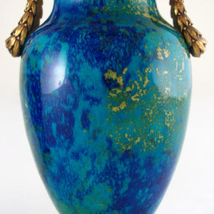 Paul Milet for Sevres Pair French Porcelain Vases, Gilt Bronze Mounts