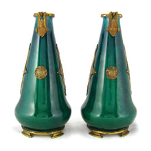 Load image into Gallery viewer, Pair of Paul Milet for Sevres Vases, French Porcelain &amp; Signed DELAUNAY Bronze Mounts
