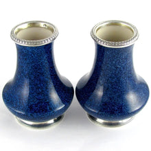 Load image into Gallery viewer, Pair French Paul Milet for Sevres Porcelain Vases Hallmarked Sterling Silver 950 Mounts

