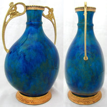 Load image into Gallery viewer, Art Nouveau French Sevres Paul Milet Porcelain Gilt Bronze Vase Flambe Glaze
