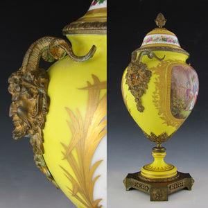 Antique French Sevres Style Hand Painted Porcelain Urn