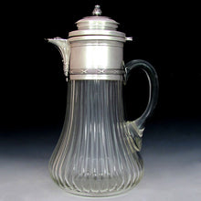 Load image into Gallery viewer, Antique French Sterling Silver Cut Crystal Claret Jug Pitcher
