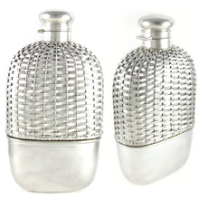Load image into Gallery viewer, Antique Gorham Sterling Silver Basket Weave Whiskey Spirits Hip Flask
