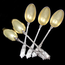 Load image into Gallery viewer, 12 Antique French Sterling Silver Dessert or Coffee Spoons
