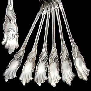 12 Antique French Sterling Silver Dessert or Coffee Spoons