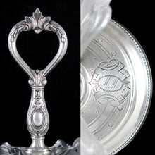 Load image into Gallery viewer, Pair Antique French Sterling Silver &amp; Glass Double Open Salt Caddy, Scalloped Shells
