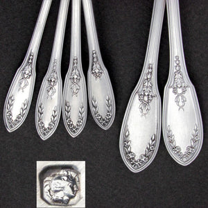 6pc Antique French Sterling Silver Hors d'Oeuvre Serving Set, Butterflies & Flowers