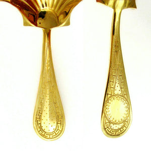 Antique French .800 Silver Gilt Vermeil Scalloped Shell Tea Caddy Spoon