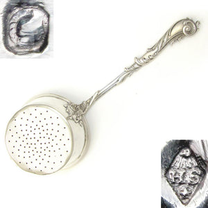 Large Antique French Sterling Silver Tea Strainer by Henri Soufflot