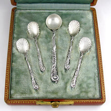 Load image into Gallery viewer, Antique French Sterling Silver Salt &amp; Mustard Spoons Condiment Set
