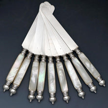 Load image into Gallery viewer, Set of Antique French Sterling Silver Table Knives with Mother of Pearl Handles

