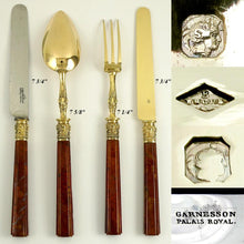 Load image into Gallery viewer, Antique French Sterling Silver Flatware Set Gilt Vermeil Jasper Stone Handles
