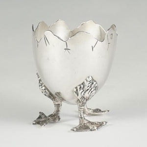 French Sterling Silver Figural Egg Cup, Duck Legs & Feet