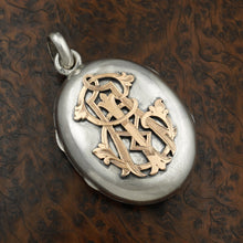 Load image into Gallery viewer, Antique French Silver &amp; 14K Gold Monogram Photo Locket Pendant
