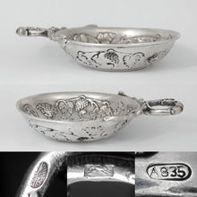 Load image into Gallery viewer, Belgian Silver Wine Taster Sommelier Cup Tastevin Repousse Grapes &amp; Bacchus
