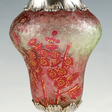 Load image into Gallery viewer, French Art Nouveau Sterling Silver Cranberry Overlay Cameo Glass Sugar Shaker, Caster
