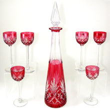 Load image into Gallery viewer, 7pc French Saint Louis Cut Crystal Decanter Set, Massenet Pattern
