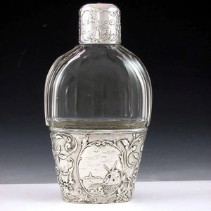 Superb Dutch .833 Silver & Cut Glass Flask