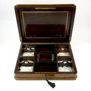 Paul SORMANI Antique French Signed Gaming Box Marquetry Wood Inlay Mother of Pearl Tokens