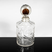 Load image into Gallery viewer, Antique Weinranck &amp; Schmidt German Hanau Silver Cut Crystal Perfume Bottle, Art Nouveau Repousse Flowers
