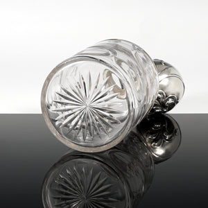 Antique German Hanau Silver Weinranck & Schmidt Cut Crystal Vanity Perfume Bottle, Art Nouveau Repousse