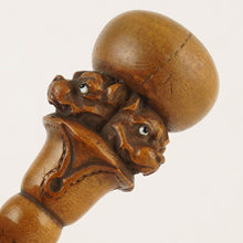 Load image into Gallery viewer, Antique Victorian Carved Wood Figural Wax Seal 3 Headed Dog Cerberus, Glass Eyes
