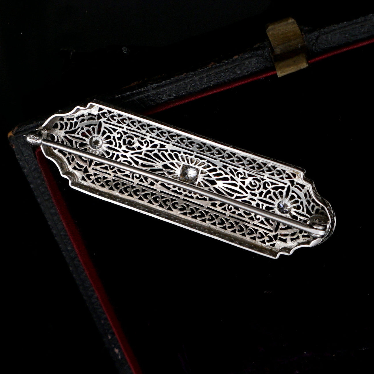 Platinum Art Deco Diamond Filigree & Milgrain Brooch Pin .75ct Old