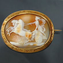 Load image into Gallery viewer, antique 18k yellow gold carved shell cameo brooch pin
