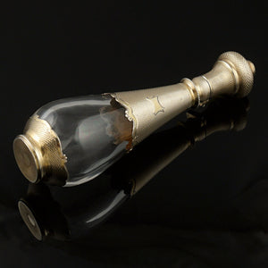 Antique French .800 Silver Gold Vermeil Perfume Bottle Glass Tear Drop Shaped Scent Bottle