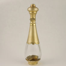 Load image into Gallery viewer, Antique French .800 Silver Gold Vermeil Perfume Bottle Glass Tear Drop Shaped Scent Bottle
