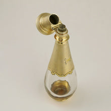 Load image into Gallery viewer, Antique French .800 Silver Gold Vermeil Perfume Bottle Glass Tear Drop Shaped Scent Bottle
