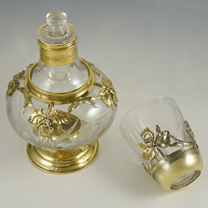 Art Nouveau French Sterling Silver Gold Vermeil Tumble Up Water Carafe