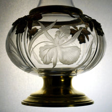 Load image into Gallery viewer, Art Nouveau engraved glass crystal iris flowers Antiques French
