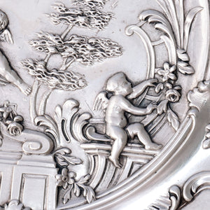 french antique silver repousse cherub detail