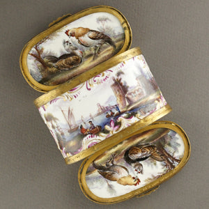 Meissen porcelain double sided snuff box, hand painted