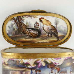 Meissen porcelain hand painted rooster snuff box