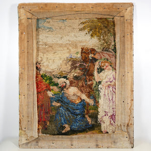 Petit Point Hand Done Needlepoint Tapestry Berlin Wool Needlework Wall Hanging Religious Biblical Scene