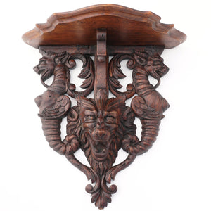 Antique Victorian carved wood wall mount shelf
