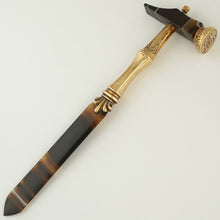 Load image into Gallery viewer, Antique Victorian Agate &amp; Bronze Wax Seal Hammer, Barristers Lawyer Desk Stamp
