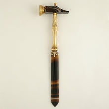 Load image into Gallery viewer, Antique Victorian Agate &amp; Bronze Wax Seal Hammer, Barristers Lawyer Desk Stamp
