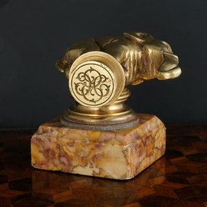 Antique French Gilt Bronze Elephant Wax Seal Desk Stamp Signed Garnier