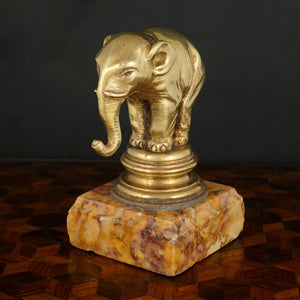 Antique French Gilt Bronze Elephant Wax Seal Desk Stamp Signed Garnier