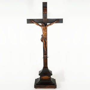 Antique Carved Wood Jesus Christ Corpus Crucifix Church Altar Piece Religious Sculpture Statue Chapel Monastery